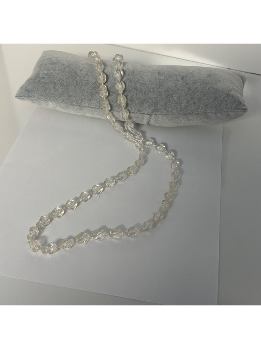 Vintage Clear Acrylic Bead Necklace 37 Inch Lightweight Jewelry